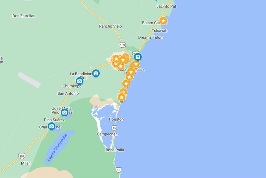 Where to stay in tulum map