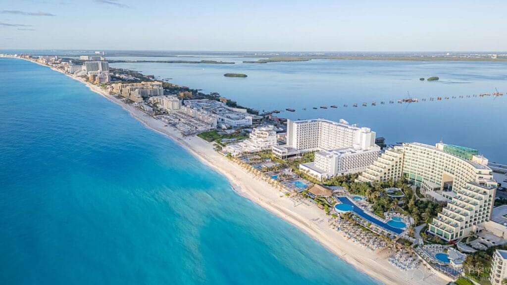 Cancun Hotel Zone Aerial View