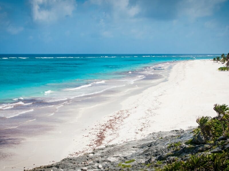 Pristine beach in Tulum Mexico