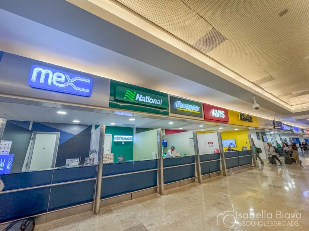 Car rental counters at airport
