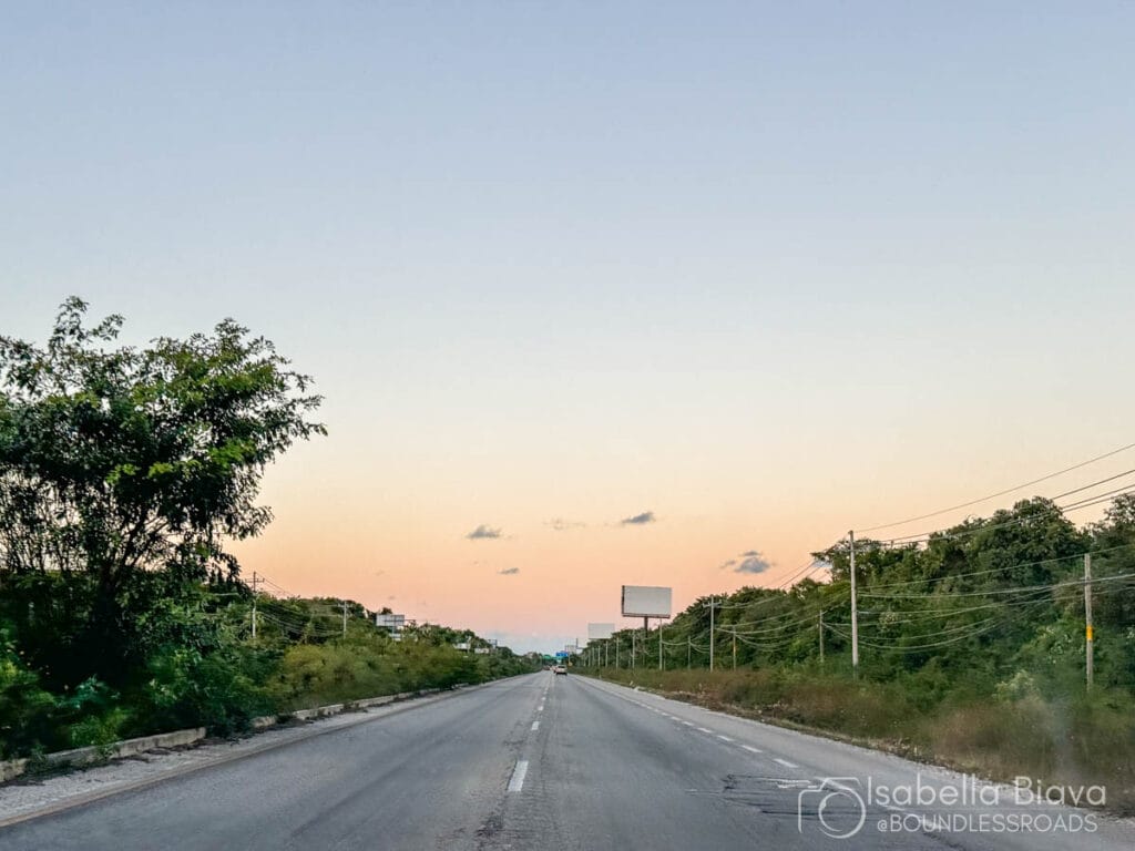 Empty road with sunset sky
